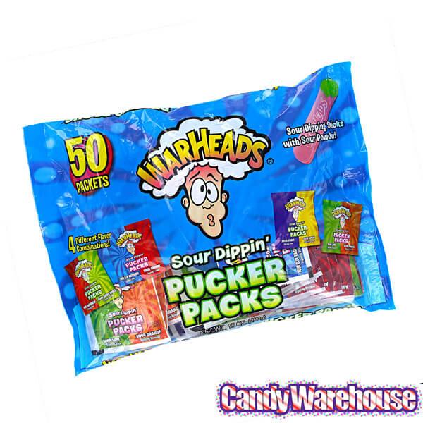 WarHeads Sour Dippin' Pucker Candy Packs: 50-Piece Bag - Candy Warehouse