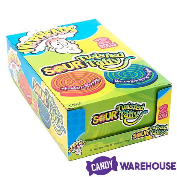 WarHeads Sour Twisted Taffy Rolls Candy Packs: 15-Piece Display - Candy Warehouse