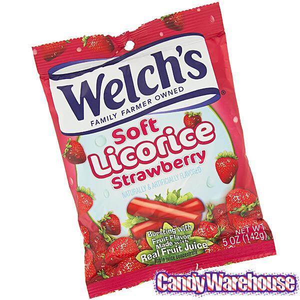 Welch&#39;s Soft Licorice Bites 5-Ounce Packs - Strawberry: 12-Piece Display - Candy Warehouse