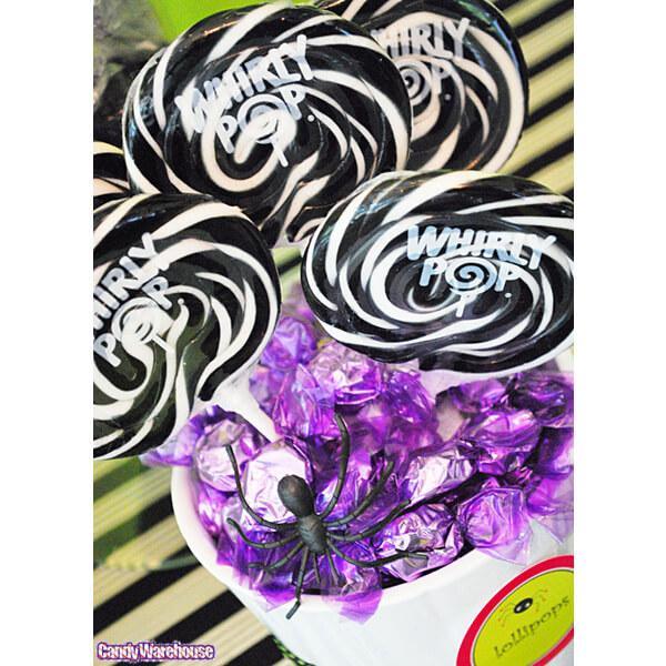 Whirly Pop 1.5-Ounce Swirl Suckers - Black: 24-Piece Display - Candy Warehouse