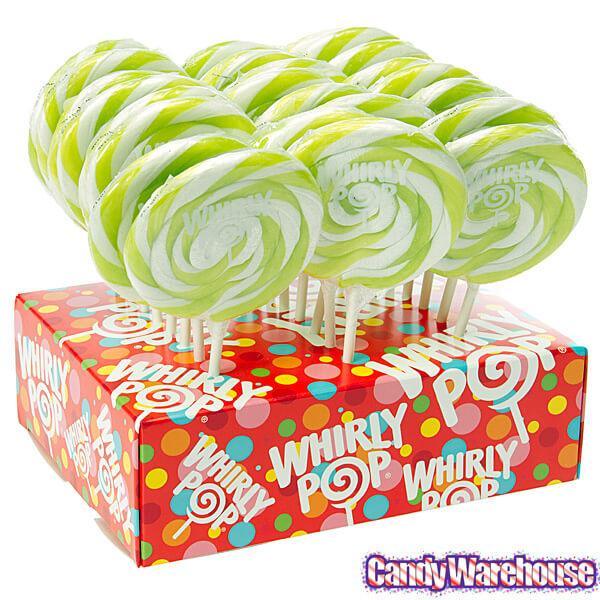 Whirly Pop 1.5-Ounce Swirl Suckers - Bright Green: 24-Piece Display - Candy Warehouse