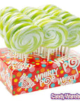 Whirly Pop 1.5-Ounce Swirl Suckers - Bright Green: 24-Piece Display - Candy Warehouse