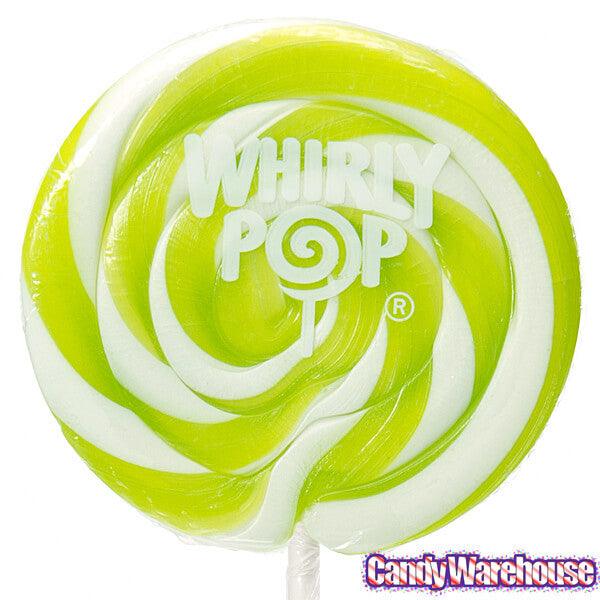 Whirly Pop 1.5-Ounce Swirl Suckers - Bright Green: 24-Piece Display - Candy Warehouse