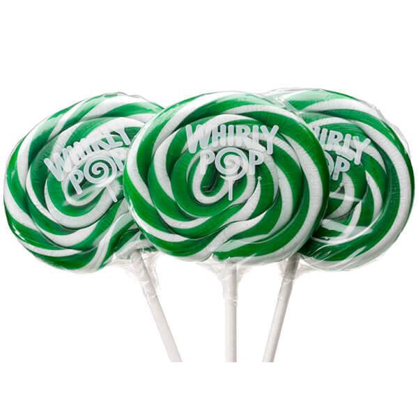 Whirly Pop 1.5-Ounce Swirl Suckers - Green: 24-Piece Display - Candy Warehouse