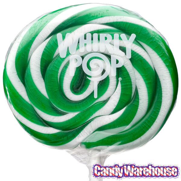 Whirly Pop 1.5-Ounce Swirl Suckers - Green: 24-Piece Display - Candy Warehouse