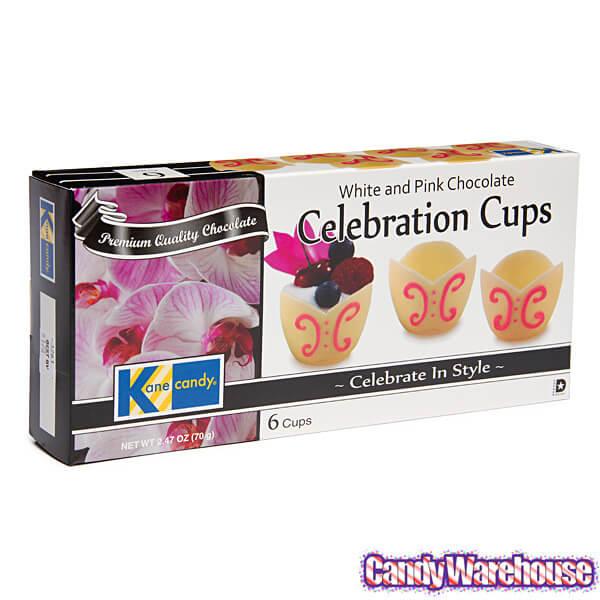 White and Pink Chocolate Celebration Cups: 6-Piece Box - Candy Warehouse