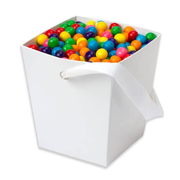 White Cardboard Buckets with Ribbon Handles: 6-Piece Set - Candy Warehouse