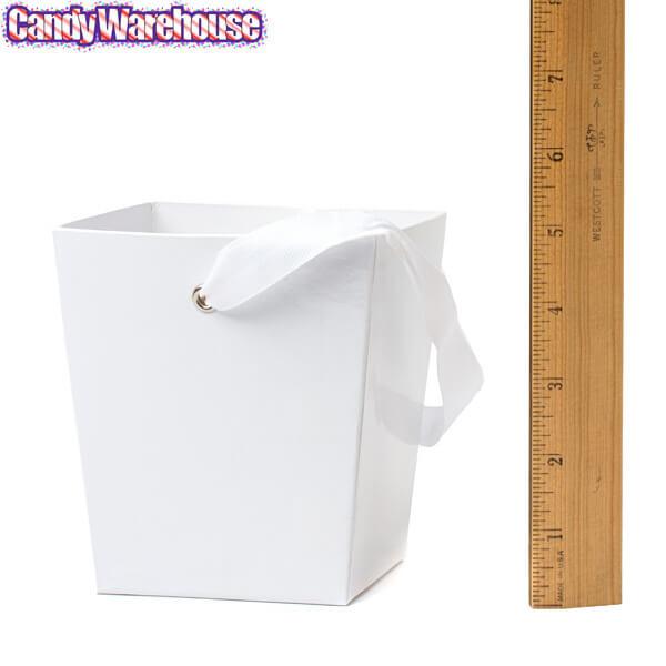 White Cardboard Buckets with Ribbon Handles: 6-Piece Set - Candy Warehouse