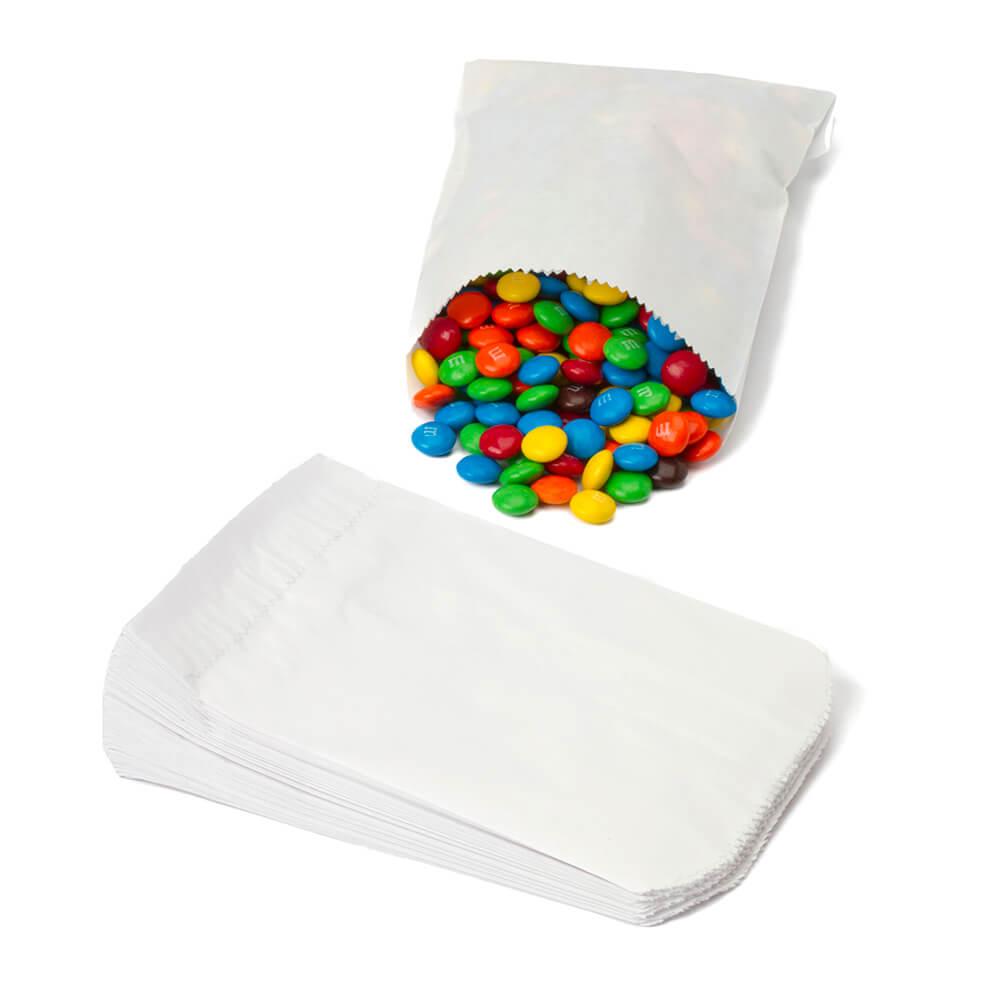 White Gourmet Candy Bags: 100-Piece Pack - Candy Warehouse