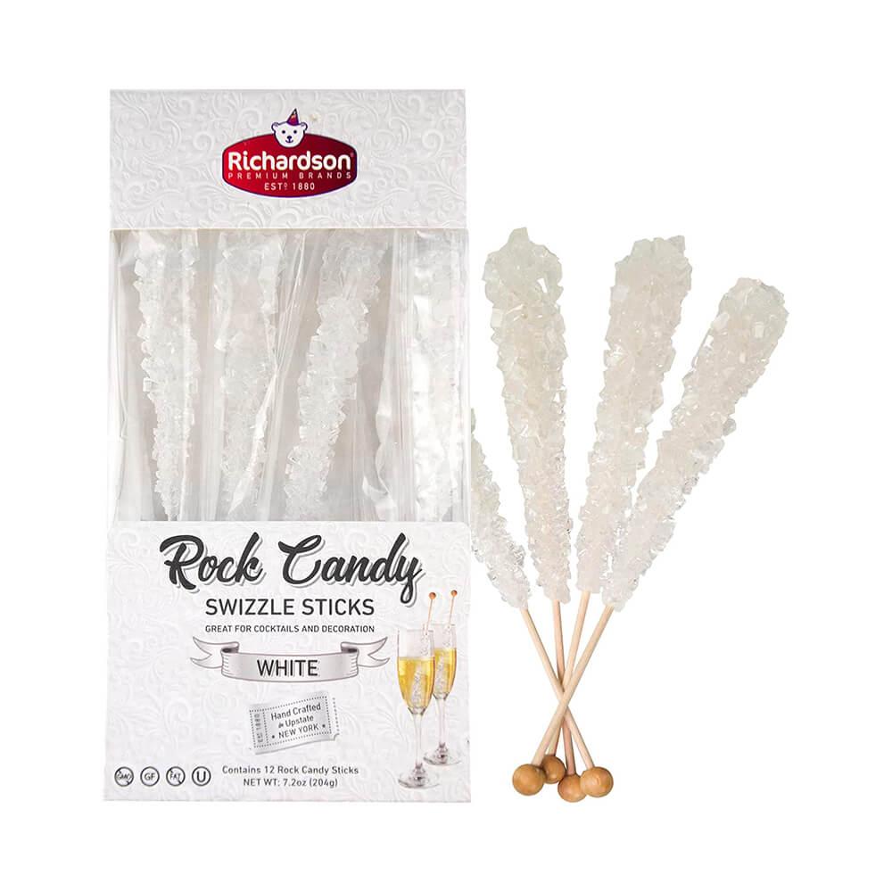 White Rock Candy Swizzle Sticks: 12-Piece Box - Candy Warehouse