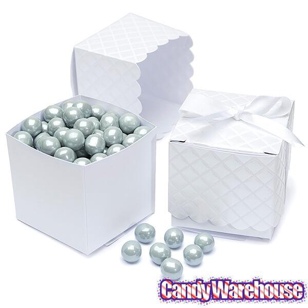 White Scalloped Favor Box Kits: 25-Piece Set - Candy Warehouse