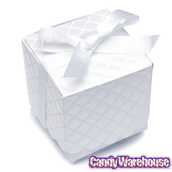 White Scalloped Favor Box Kits: 25-Piece Set - Candy Warehouse