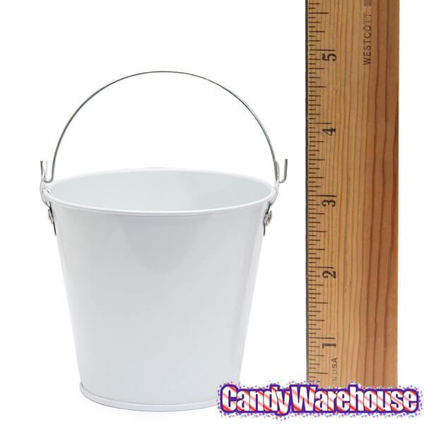 White Tinplate Pails with Handles: 12-Piece Set - Candy Warehouse