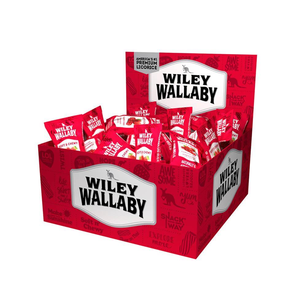 Wiley Wallaby Individually Wrapped Licorice Bites - Classic Red: 250-Piece Box - Candy Warehouse