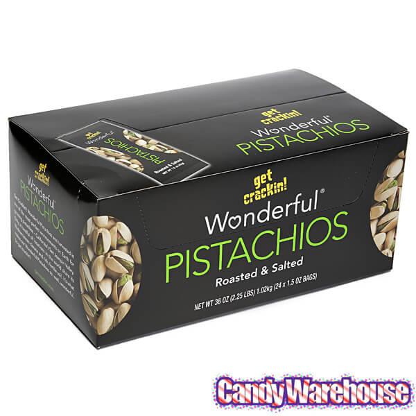 Wonderful Roasted and Salted Pistachios 1.5-Ounce Packs: 24-Piece Box - Candy Warehouse