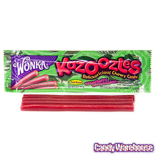 Wonka KazoOZles Candy Ropes - Strawberry Watermelon: 24-Piece Box - Candy Warehouse