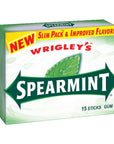 Wrigley's Spearmint Gum Slim Packs: 10-Piece Box