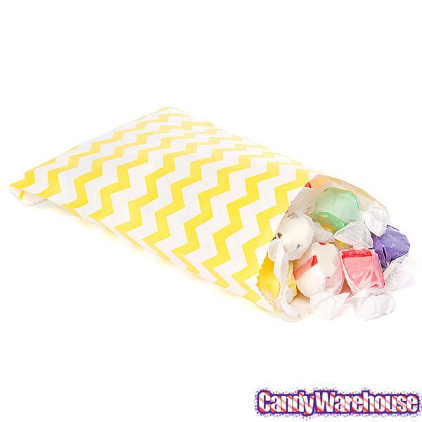 Yellow Chevron Stripe Candy Bags: 25-Piece Pack - Candy Warehouse