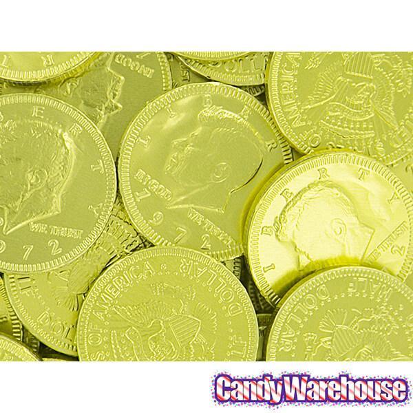 Yellow Foiled Milk Chocolate Coins: 1LB Bag - Candy Warehouse