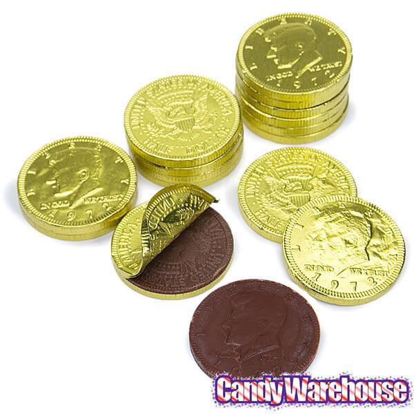 Yellow Foiled Milk Chocolate Coins: 1LB Bag - Candy Warehouse