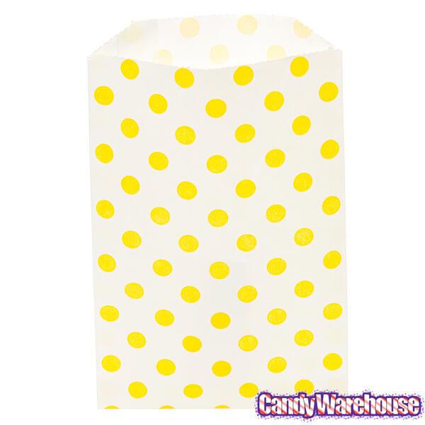 Yellow Polka Dot Candy Bags: 25-Piece Pack - Candy Warehouse