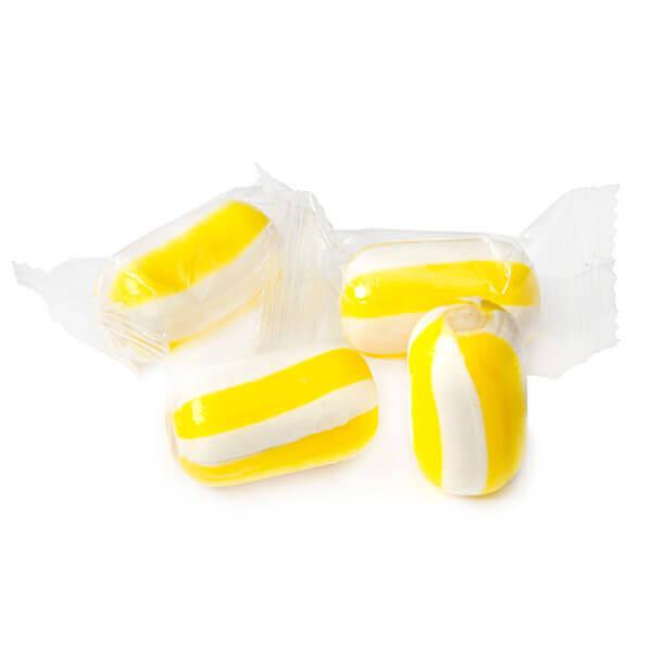 YumJunkie Sassy Cylinders Banana Yellow Striped Hard Candy: 5LB Bag - Candy Warehouse