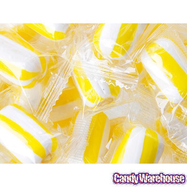 YumJunkie Sassy Cylinders Banana Yellow Striped Hard Candy: 5LB Bag - Candy Warehouse