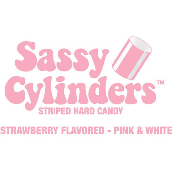 YumJunkie Sassy Cylinders Strawberry Pink Striped Hard Candy: 5LB Bag - Candy Warehouse