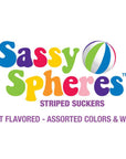 YumJunkie Sassy Spheres Assorted Striped Ball Lollipops: 100-Piece Bag - Candy Warehouse