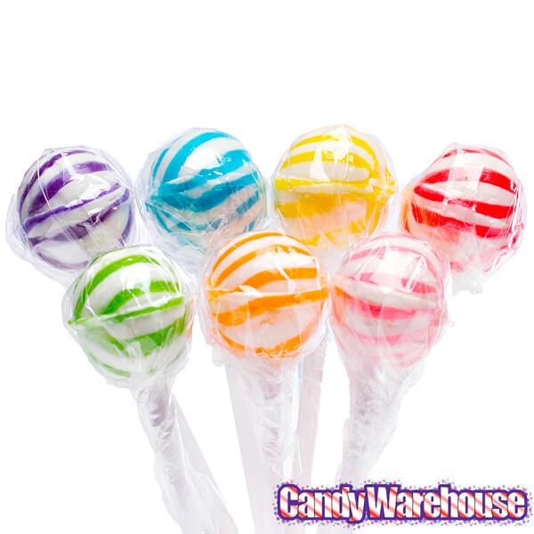 YumJunkie Sassy Spheres Assorted Striped Ball Lollipops - Petite: 400-Piece Bag - Candy Warehouse