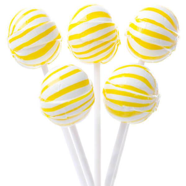 YumJunkie Sassy Spheres Banana Yellow Striped Ball Lollipops: 100-Piece Bag - Candy Warehouse