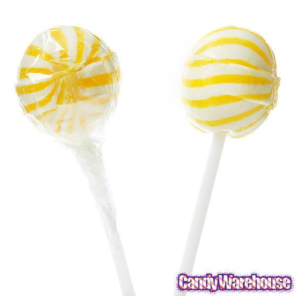 YumJunkie Sassy Spheres Banana Yellow Striped Ball Lollipops: 100-Piece Bag - Candy Warehouse