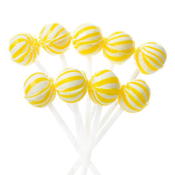 YumJunkie Sassy Spheres Banana Yellow Striped Ball Lollipops - Petite: 400-Piece Bag - Candy Warehouse