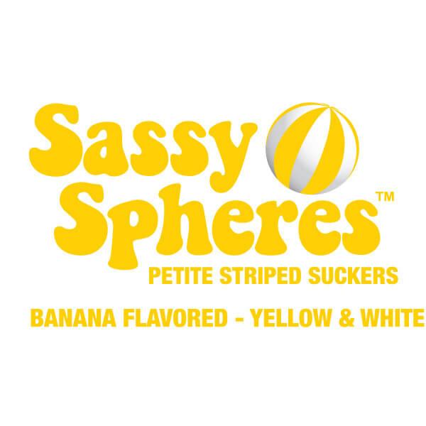 YumJunkie Sassy Spheres Banana Yellow Striped Ball Lollipops - Petite: 400-Piece Bag - Candy Warehouse