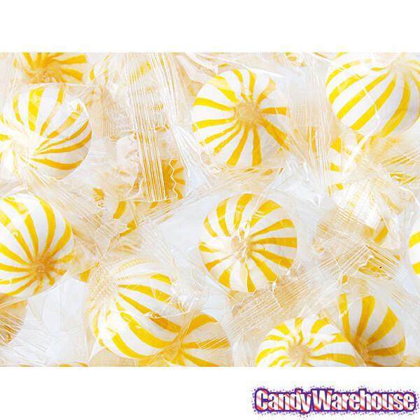 YumJunkie Sassy Spheres Banana Yellow Striped Candy Balls: 5LB Bag - Candy Warehouse