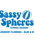 YumJunkie Sassy Spheres Blueberry Blue Striped Ball Lollipops: 100-Piece Bag - Candy Warehouse