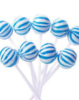 YumJunkie Sassy Spheres Blueberry Blue Striped Ball Lollipops - Petite: 400-Piece Bag - Candy Warehouse