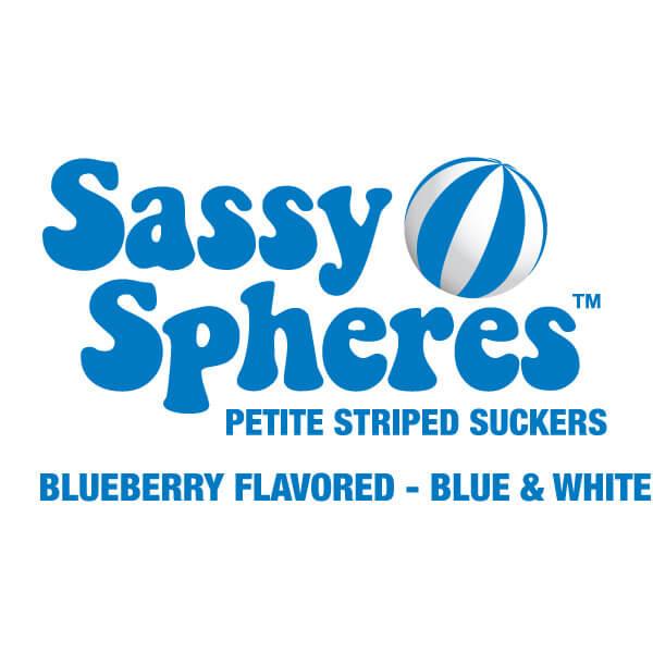 YumJunkie Sassy Spheres Blueberry Blue Striped Ball Lollipops - Petite: 400-Piece Bag - Candy Warehouse