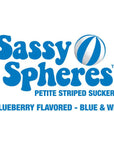 YumJunkie Sassy Spheres Blueberry Blue Striped Ball Lollipops - Petite: 400-Piece Bag - Candy Warehouse