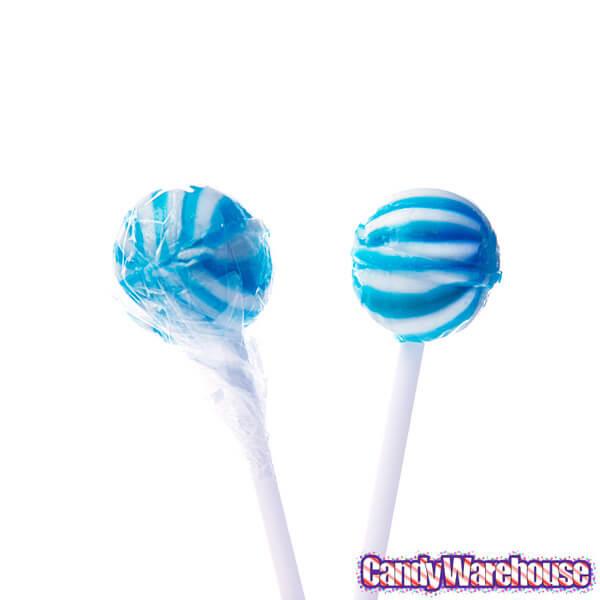 YumJunkie Sassy Spheres Blueberry Blue Striped Ball Lollipops - Petite: 400-Piece Bag - Candy Warehouse