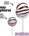 YumJunkie Sassy Spheres Cherry Black Striped Ball Lollipops: 100-Piece Bag - Candy Warehouse