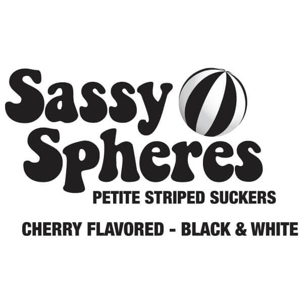 YumJunkie Sassy Spheres Cherry Black Striped Ball Lollipops: 100-Piece Bag - Candy Warehouse