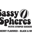 YumJunkie Sassy Spheres Cherry Black Striped Ball Lollipops: 100-Piece Bag - Candy Warehouse