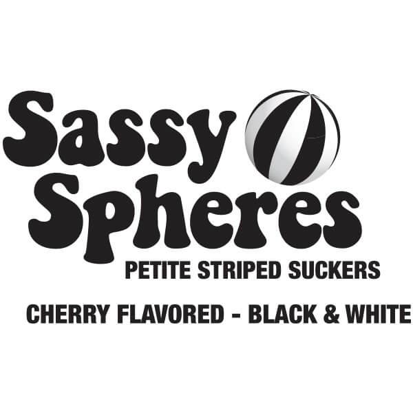 YumJunkie Sassy Spheres Cherry Black Striped Ball Lollipops - Petite: 400-Piece Bag - Candy Warehouse