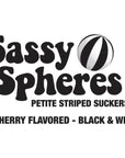 YumJunkie Sassy Spheres Cherry Black Striped Ball Lollipops - Petite: 400-Piece Bag