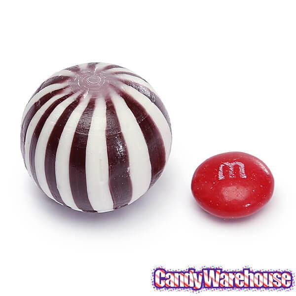 YumJunkie Sassy Spheres Cherry Black Striped Candy Balls: 5LB Bag - Candy Warehouse