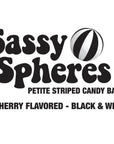 YumJunkie Sassy Spheres Cherry Black Striped Candy Balls - Petite: 5LB Bag