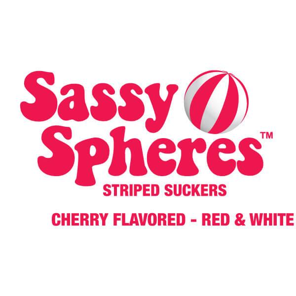 YumJunkie Sassy Spheres Cherry Red Striped Ball Lollipops: 100-Piece Bag - Candy Warehouse