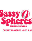 YumJunkie Sassy Spheres Cherry Red Striped Ball Lollipops: 100-Piece Bag