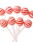 YumJunkie Sassy Spheres Cherry Red Striped Ball Lollipops - Petite: 400-Piece Bag - Candy Warehouse